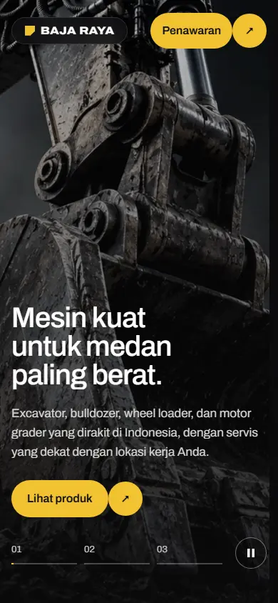 Baja Raya Machinery di layar ponsel