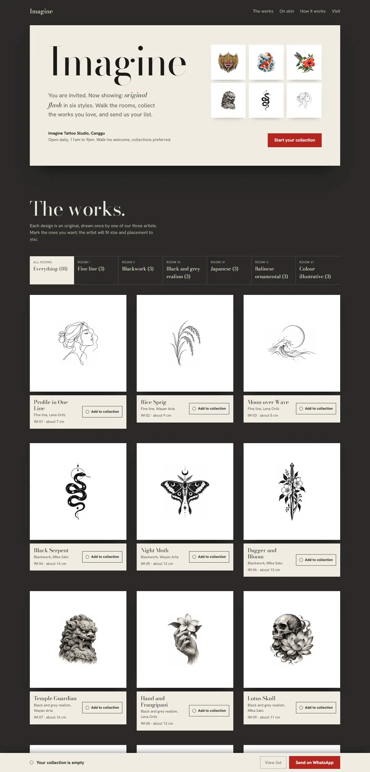 Imagine Tattoo Studio di layar desktop, satu halaman