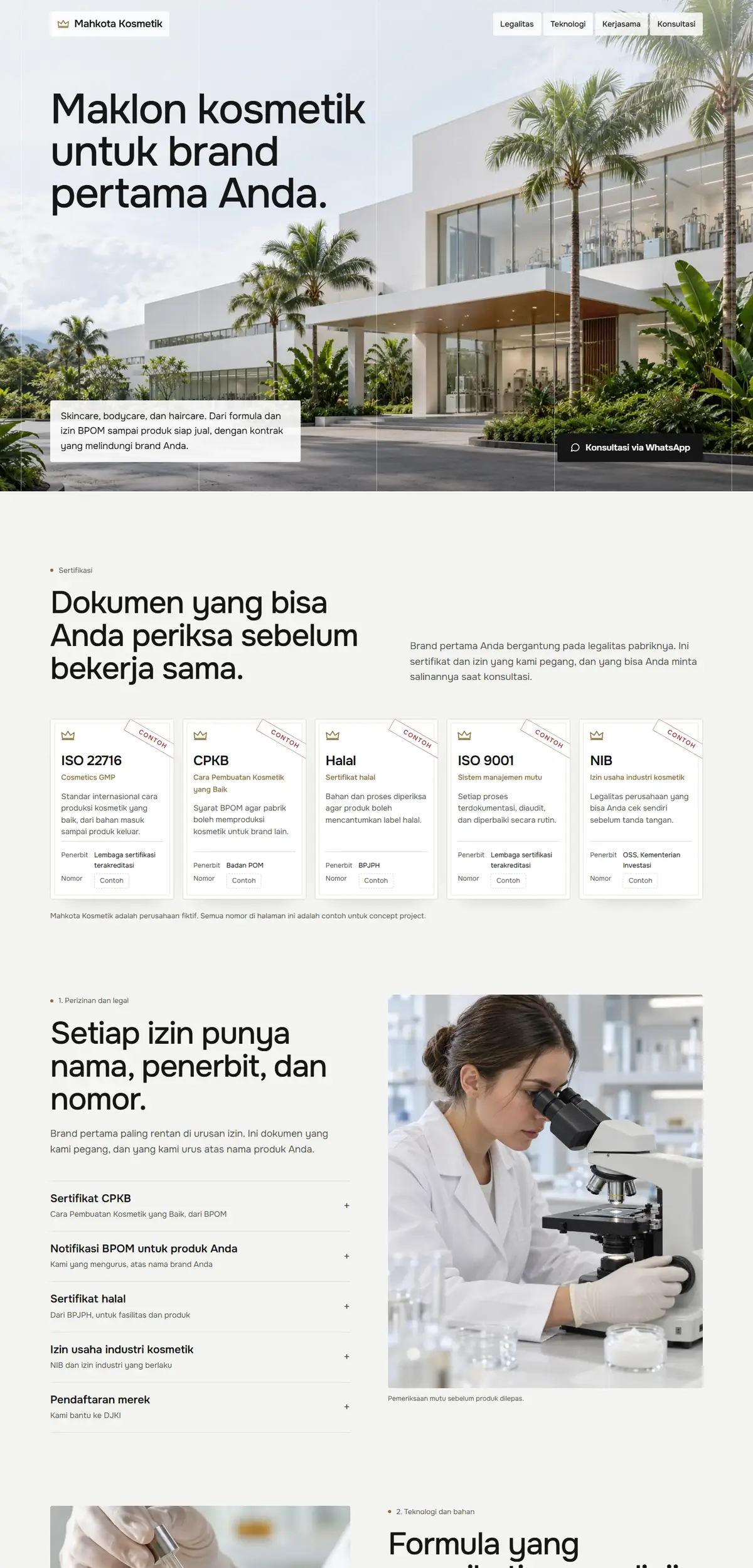 Mahkota Kosmetik di layar desktop, satu halaman